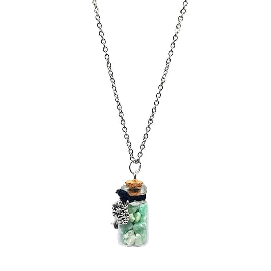 Necklace -Gemstone Chips & Tree of Life -Glass Bottle -Bottle -Aromes Evasions