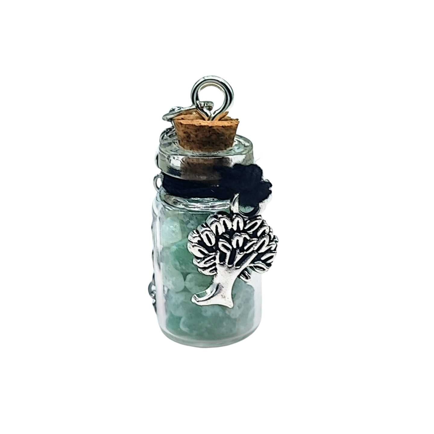 Necklace -Gemstone Chips & Tree of Life -Glass Bottle -Bottle -Aromes Evasions
