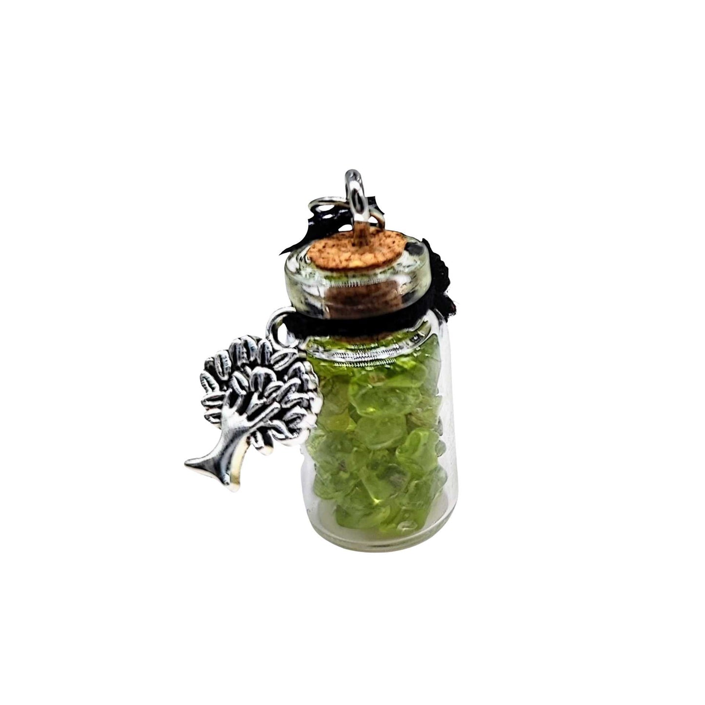Necklace -Gemstone Chips & Tree of Life -Glass Bottle -Bottle -Aromes Evasions