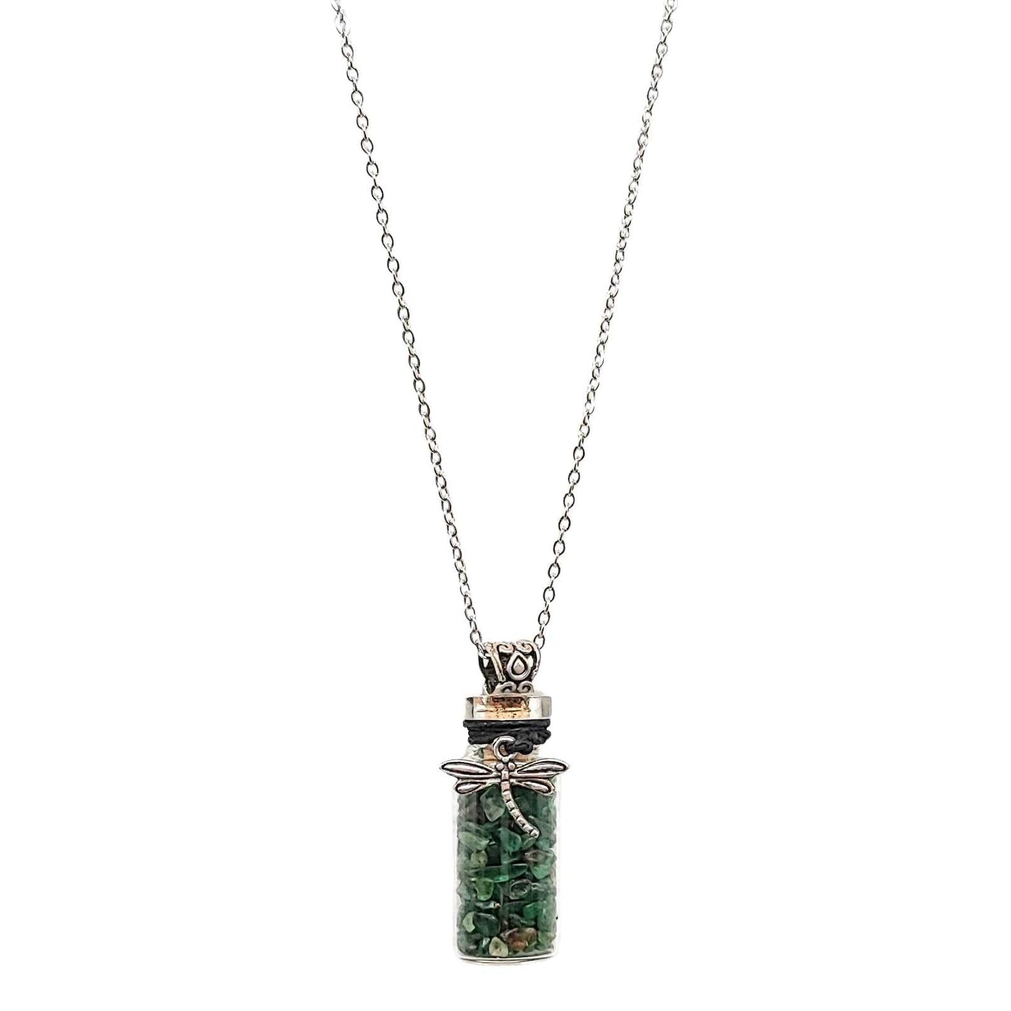 Necklace -Green Aventurine with Dragonfly -Bottle