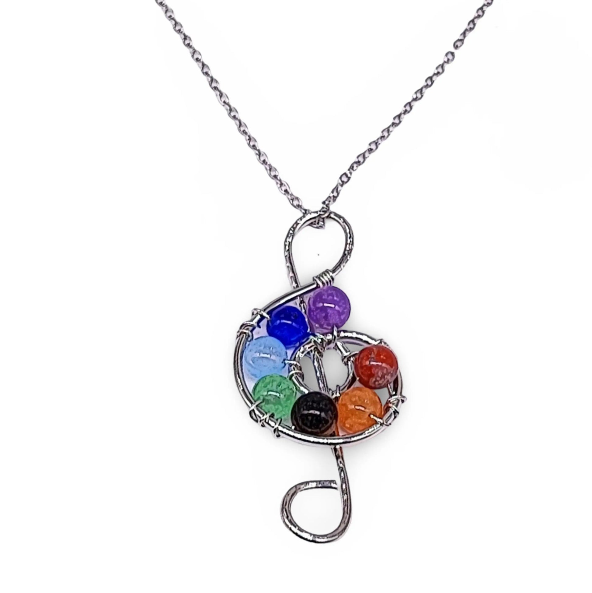 Necklace -7 Chakras Gemstone -Treble Clef