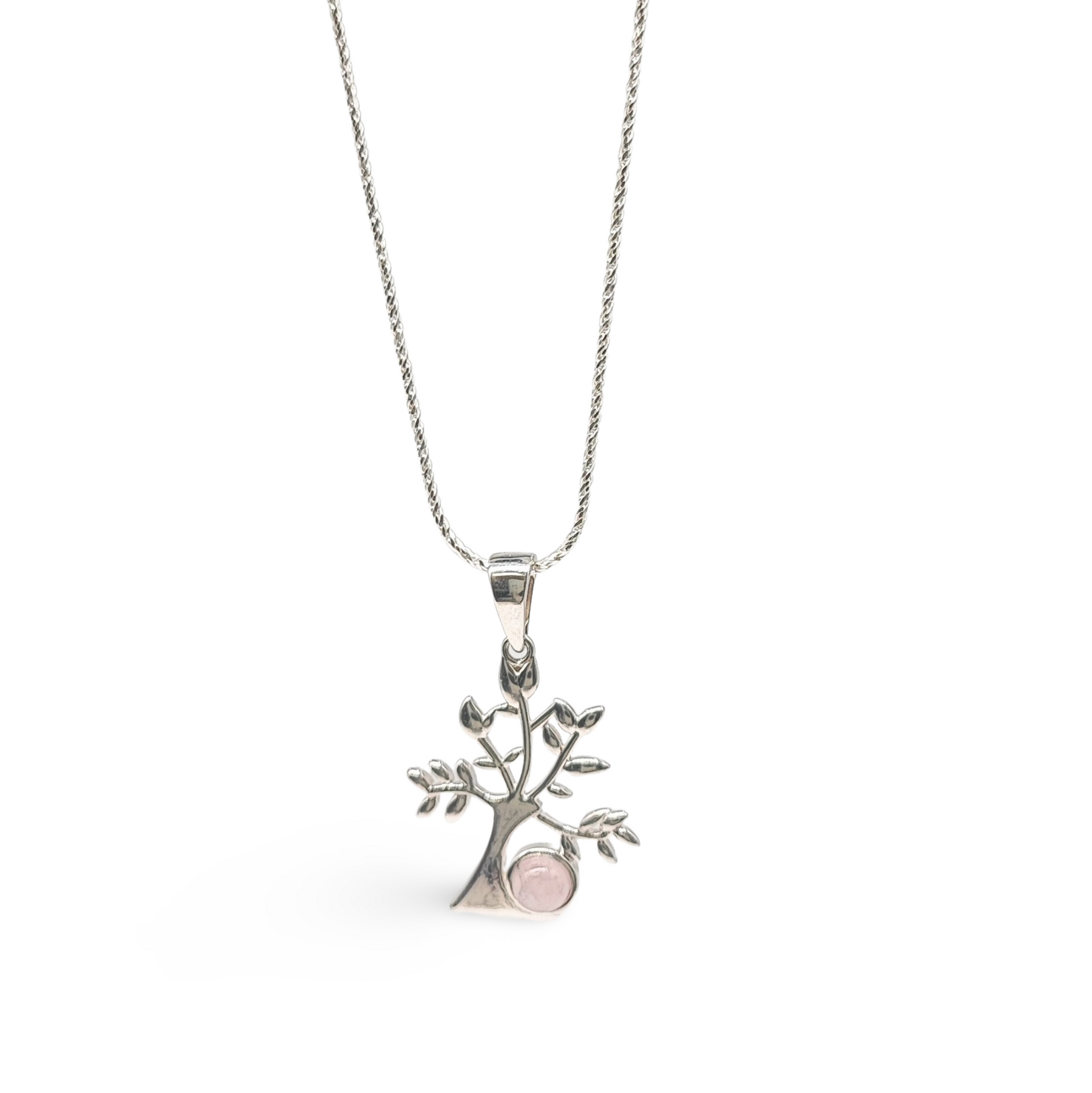 Necklace -925 Sterling Silver -Tree of Life -Decorated with Gemstones