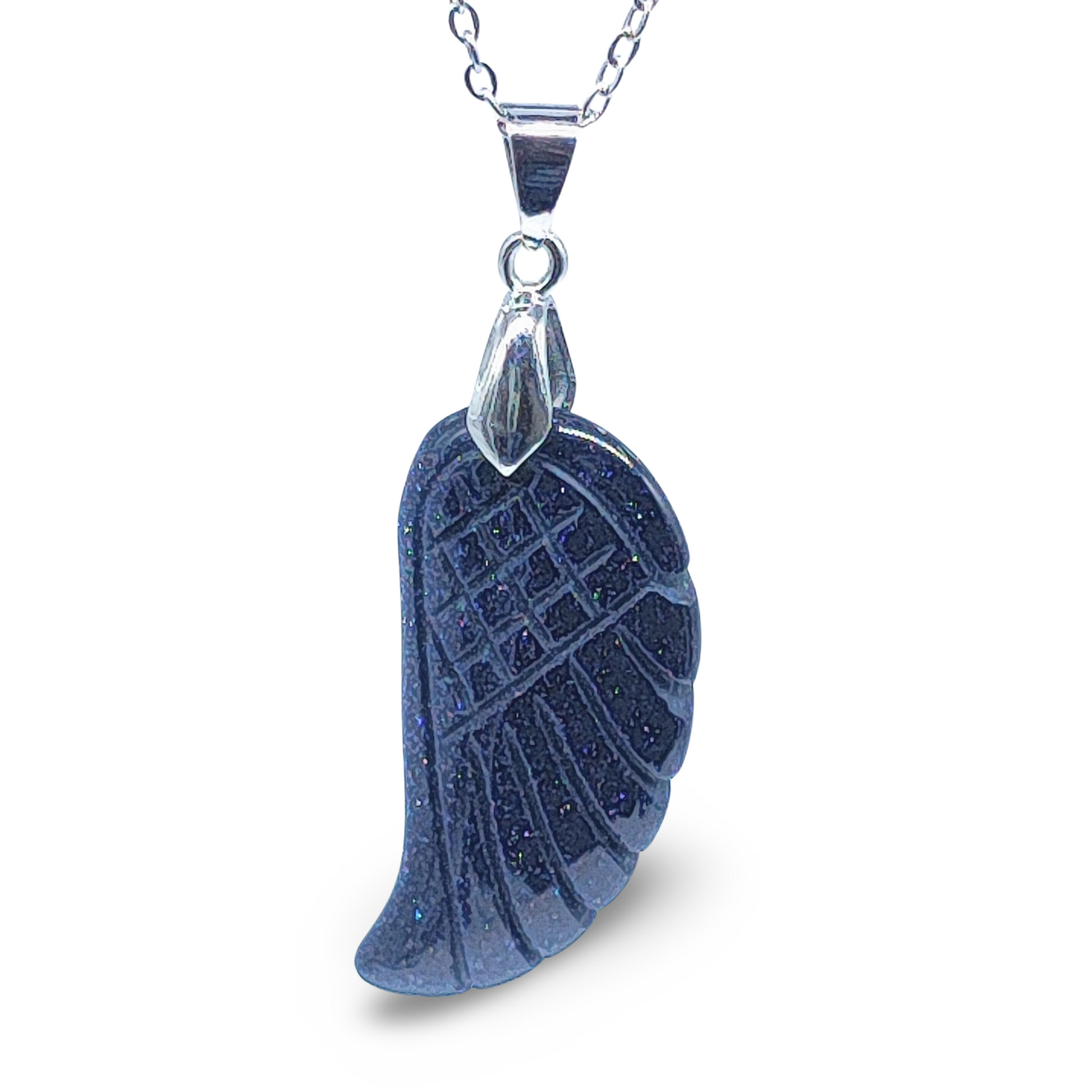 Necklace - Gemstone - Angel Wings - Blue Goldstone