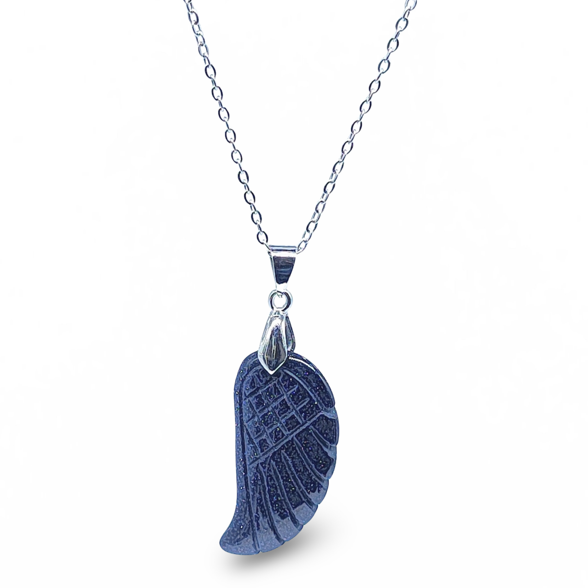 Necklace - Gemstone - Angel Wings - Blue Goldstone