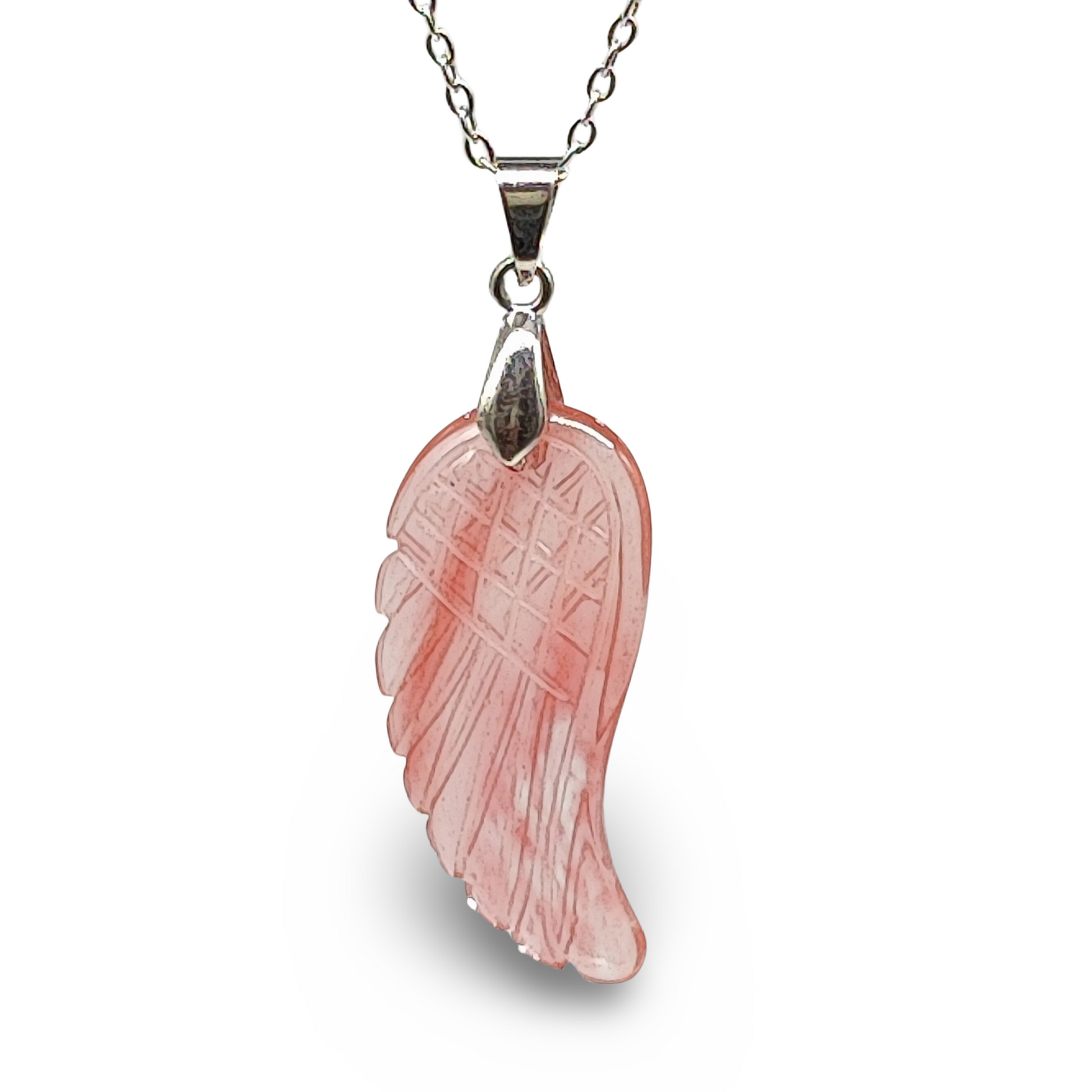Necklace - Gemstone - Angel Wings - Cherry Quartz