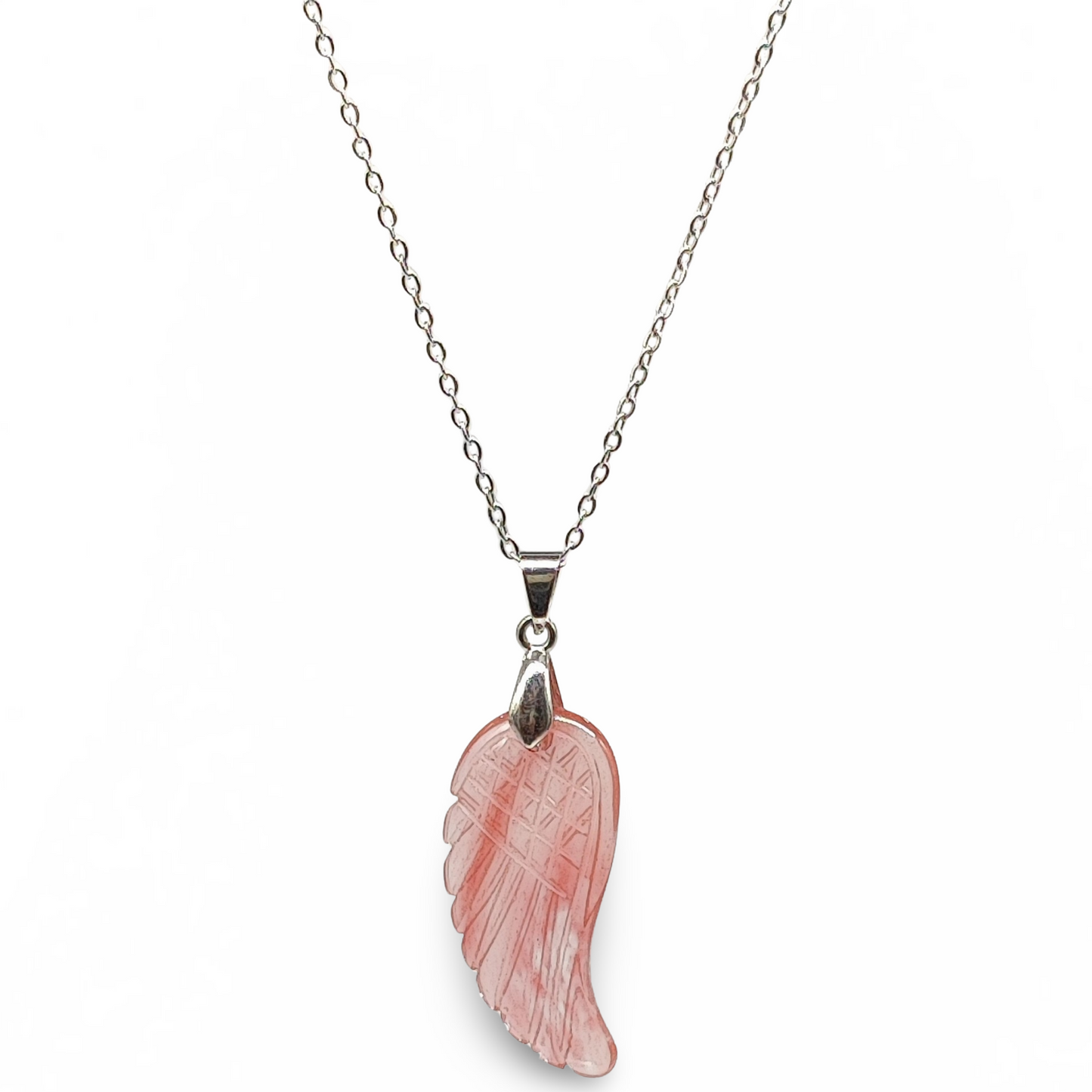Necklace - Gemstone - Angel Wings - Cherry Quartz