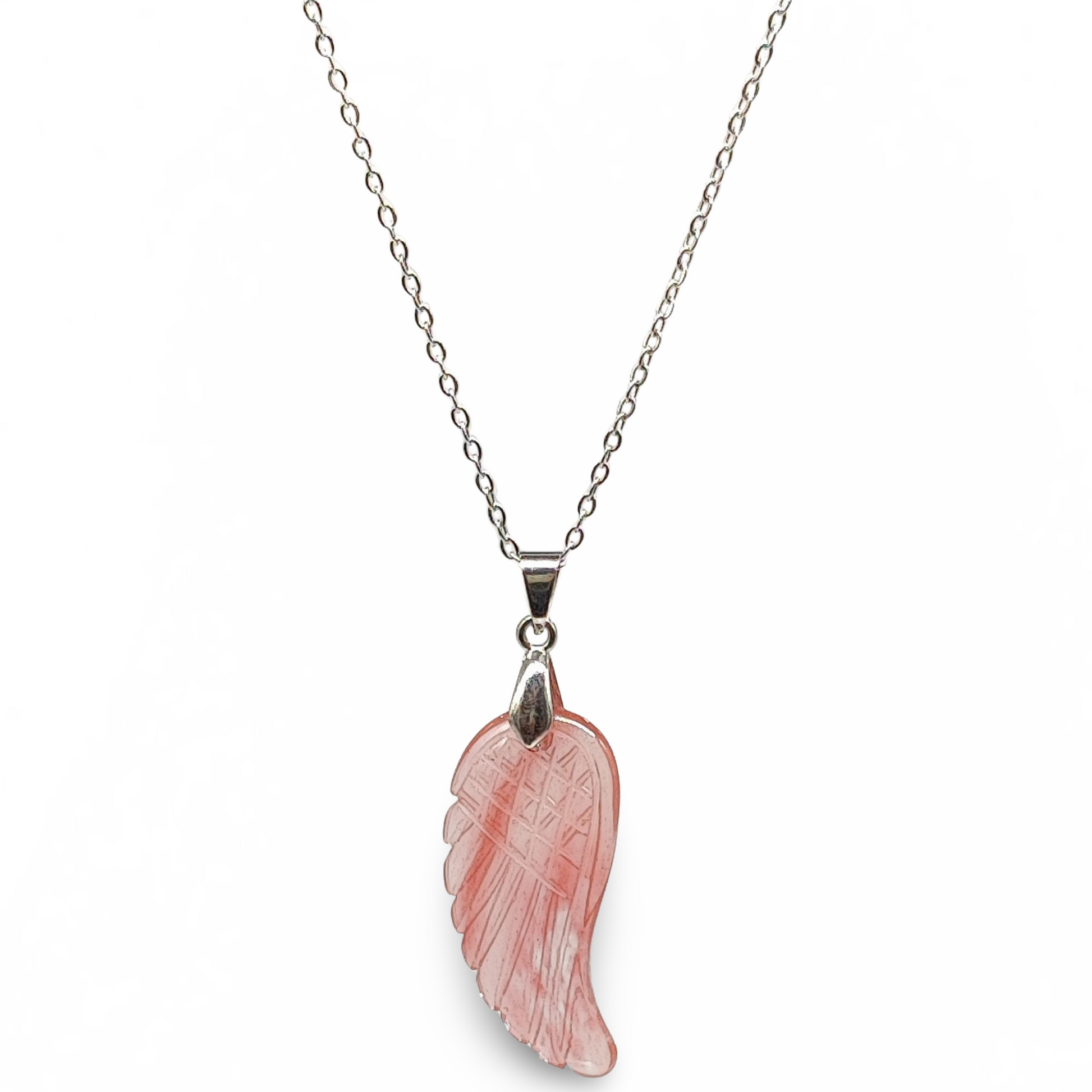 Necklace - Gemstone - Angel Wings - Cherry Quartz