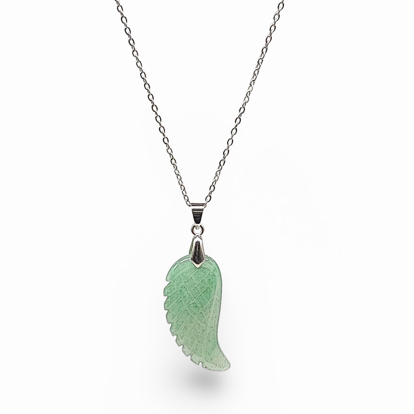 Necklace -Gemstone -Angel Wings -Green Aventurine