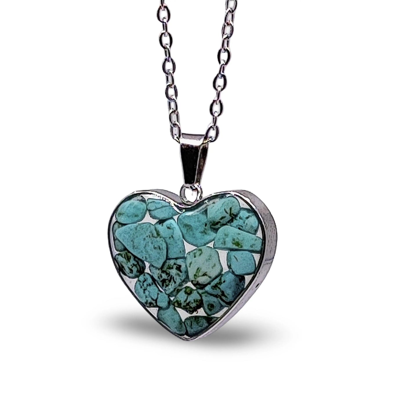 Necklace - Heart Shaped Glass Bottle - Blue Howlite
