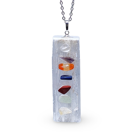 Collier -Sélénite Naturelle Harmonie 7 Chakras
