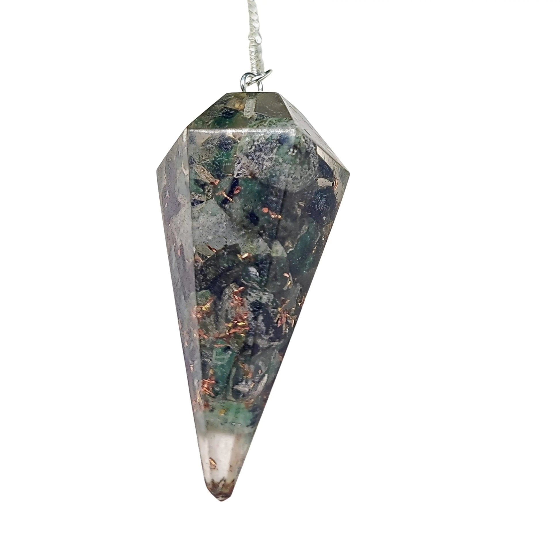 Pendulum -Cone -Chips Gemstones -Emerald -7 Chakras -Aromes Evasions