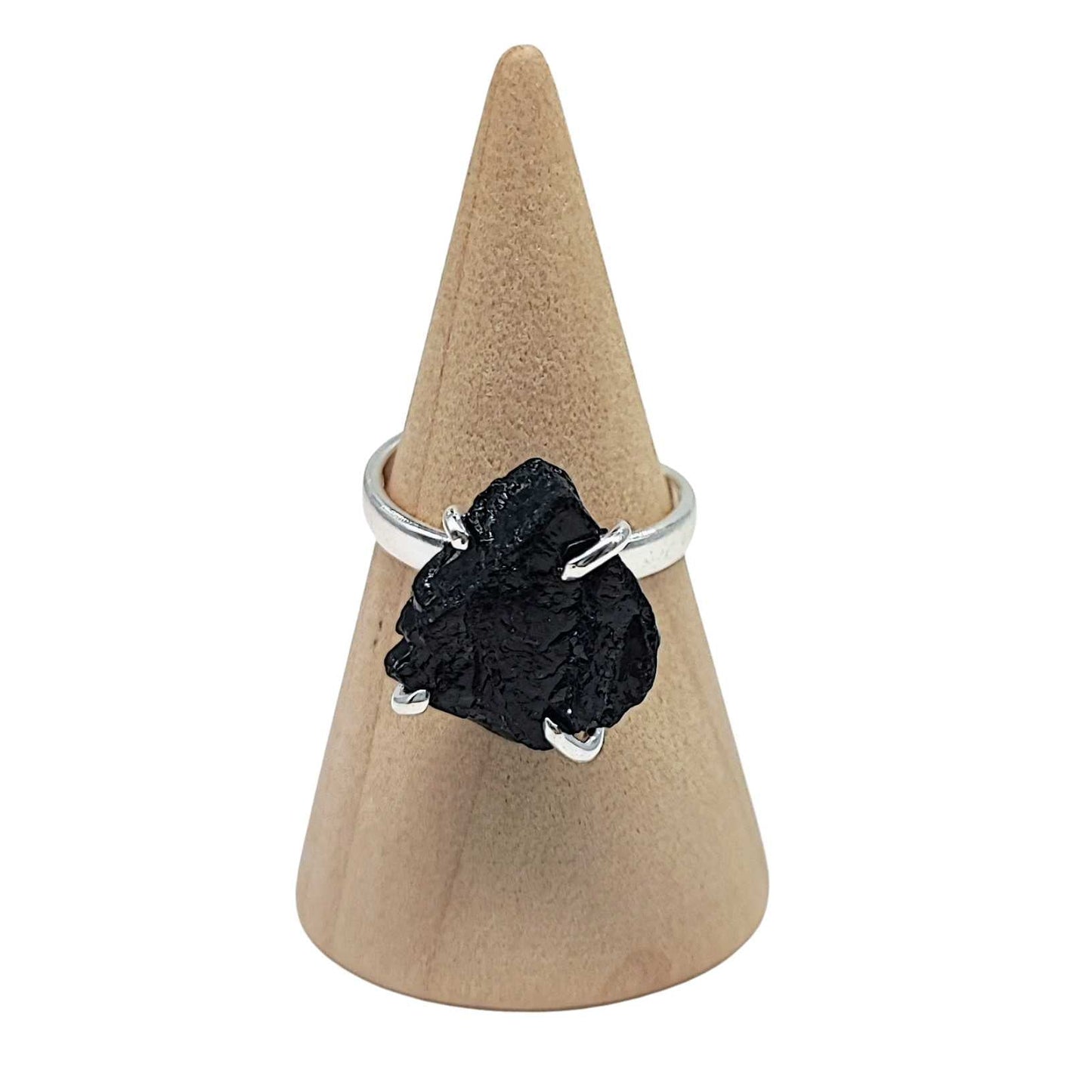Ring -Black Tourmaline -Solitaire Stone -Adjustable -Black Tourmaline -Aromes Evasions