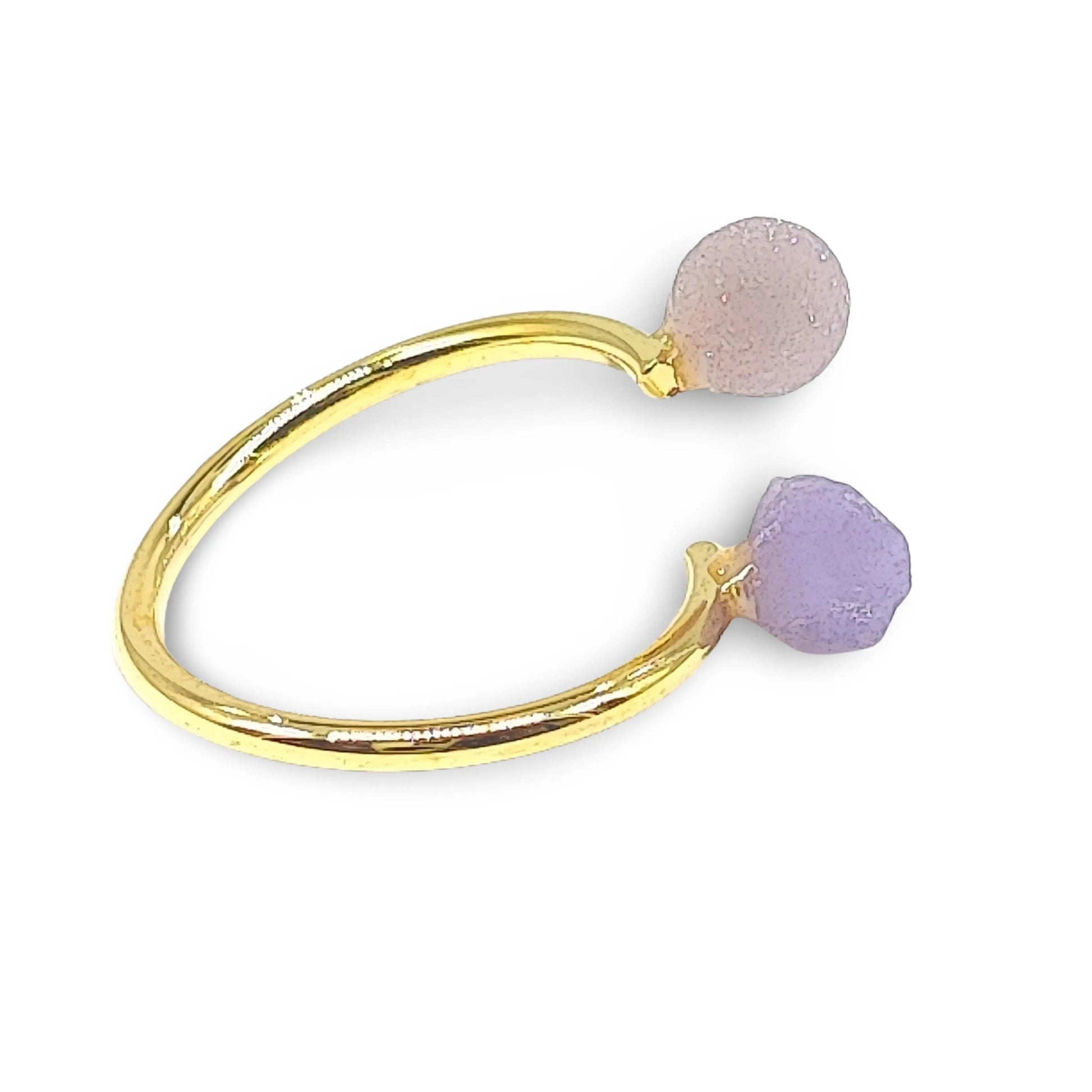 Ring -Adjustable -Open Ring -Golden -Round Agate