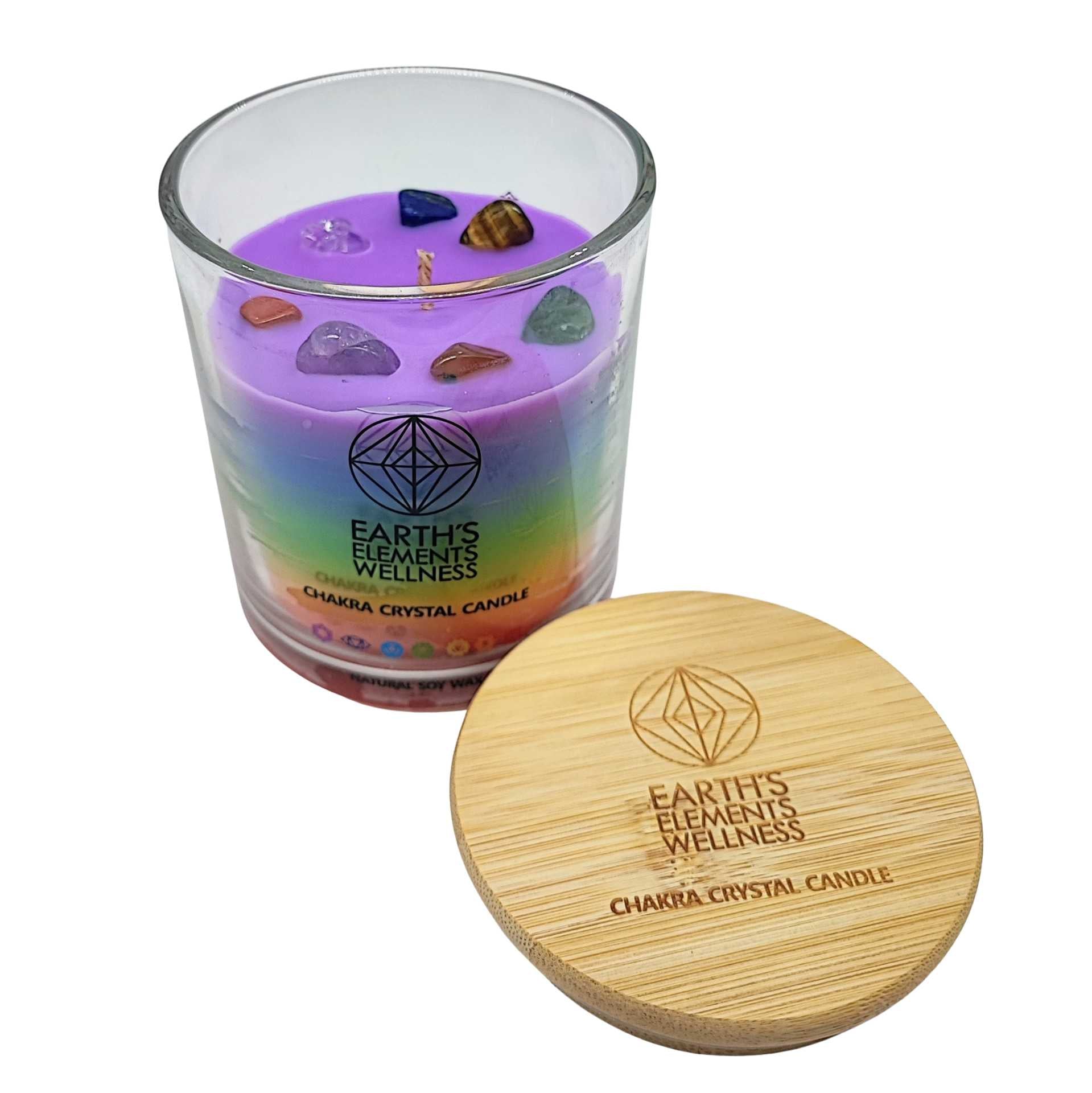 Soy Scented Candle - 7 Chakras - With Crystals