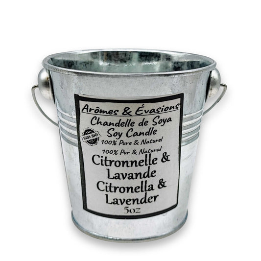 Soy Candle -Citronella & Lavender -5 oz -Metal Bucket -5oz -Aromes Evasions