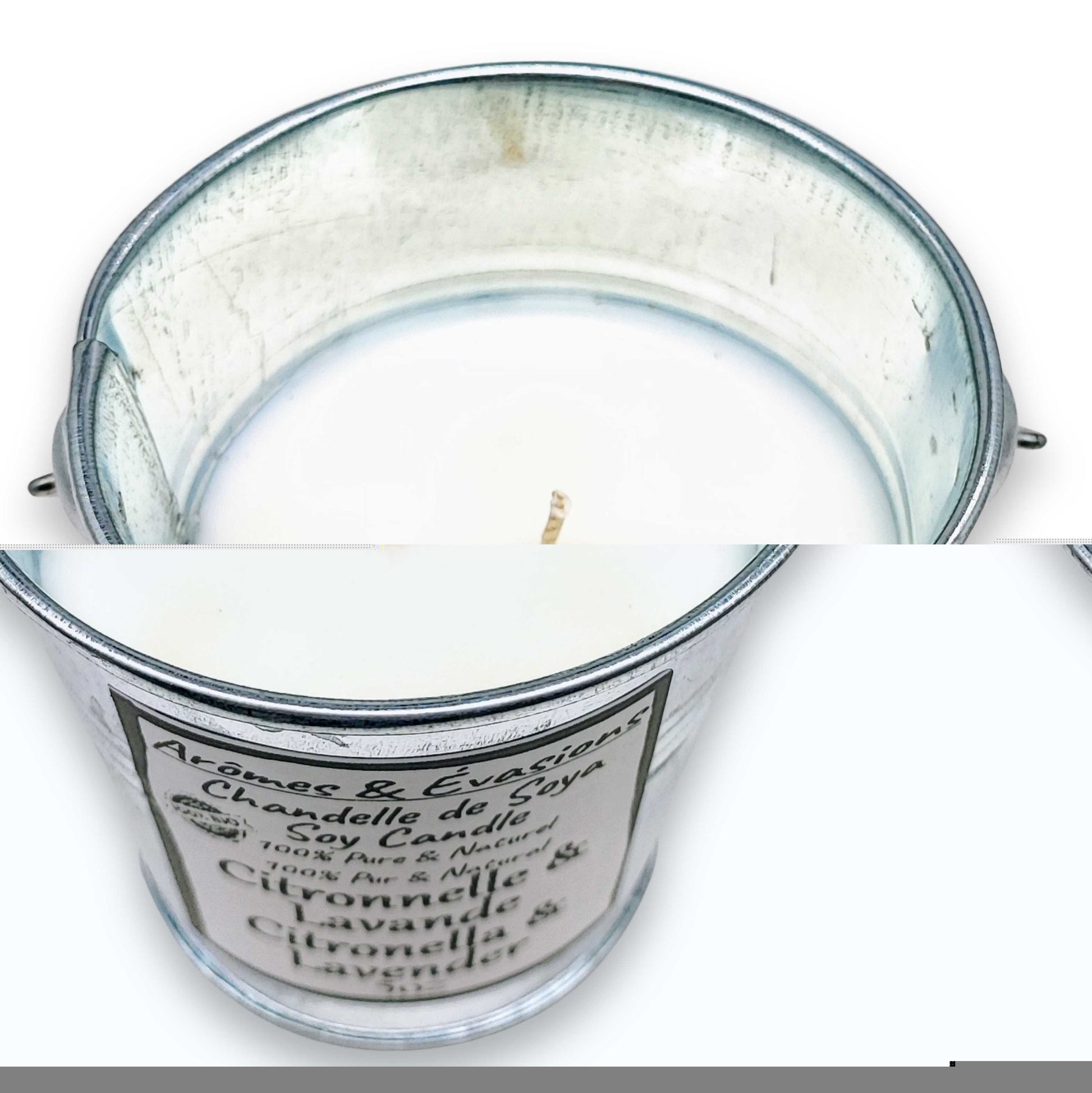 Soy Candle -Citronella & Lavender -5 oz -Metal Bucket -5oz -Aromes Evasions
