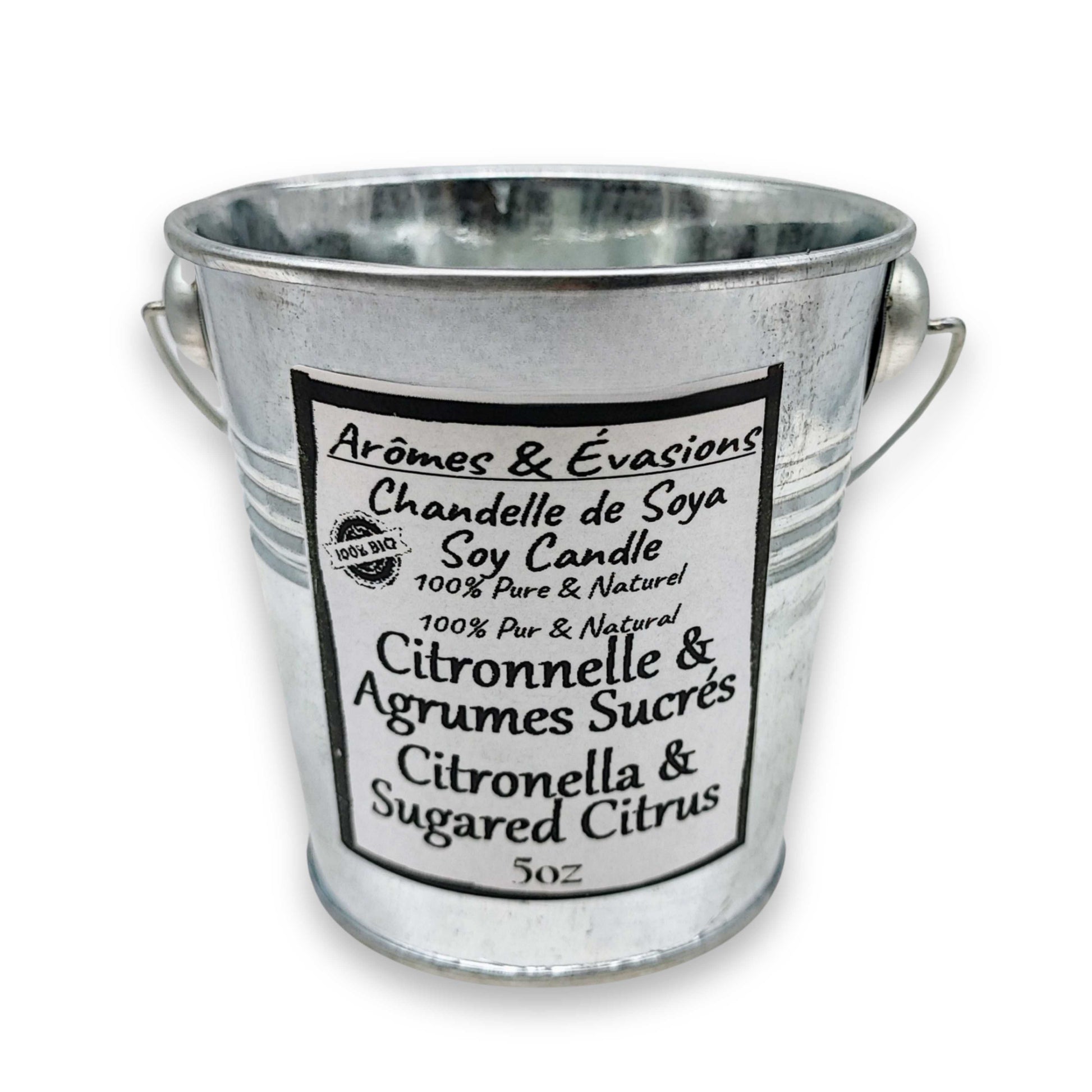 Soy Candle -Citronella & Sugared Citrus -5 oz -Metal Bucket