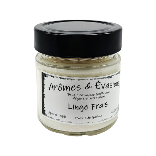 Soy Candle -Fresh Linen -7oz -7oz -Aromes Evasions
