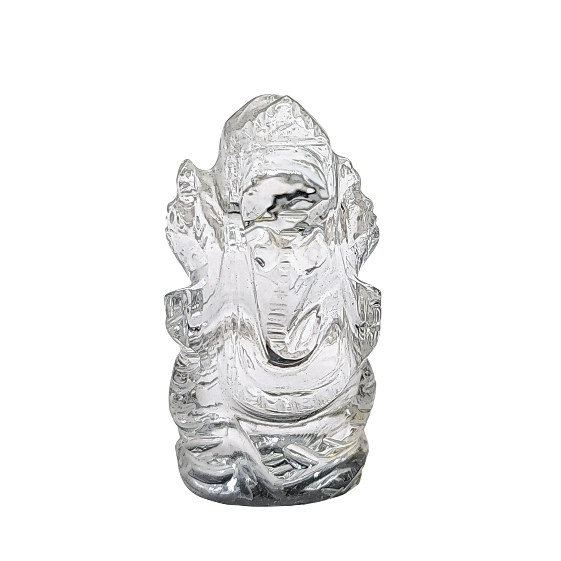 Stone -Carved -Ganesh -Crystal Quartz -Tumbled -Crystal Quartz -Aromes Evasions