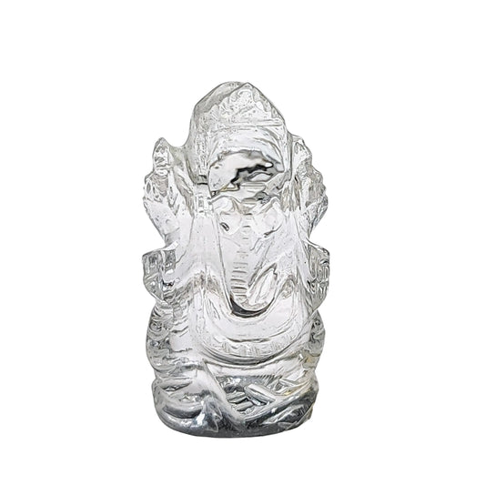 Stone -Carved -Ganesh -Crystal Quartz -Tumbled -Crystal Quartz -Aromes Evasions