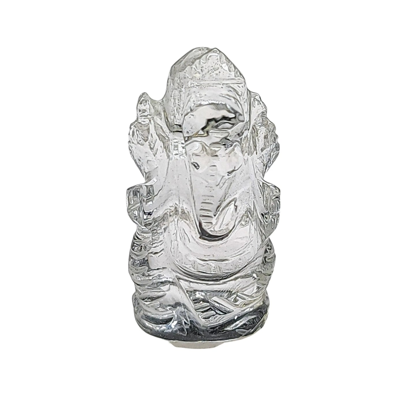 Stone -Carved -Ganesh -Crystal Quartz -Tumbled -Crystal Quartz -Aromes Evasions