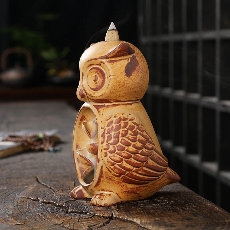 Brûle-Encens - Reflux - Hibou en Porcelaine