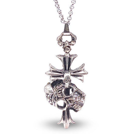 Necklace -Stainless Steel Skull - Arômes et Évasions