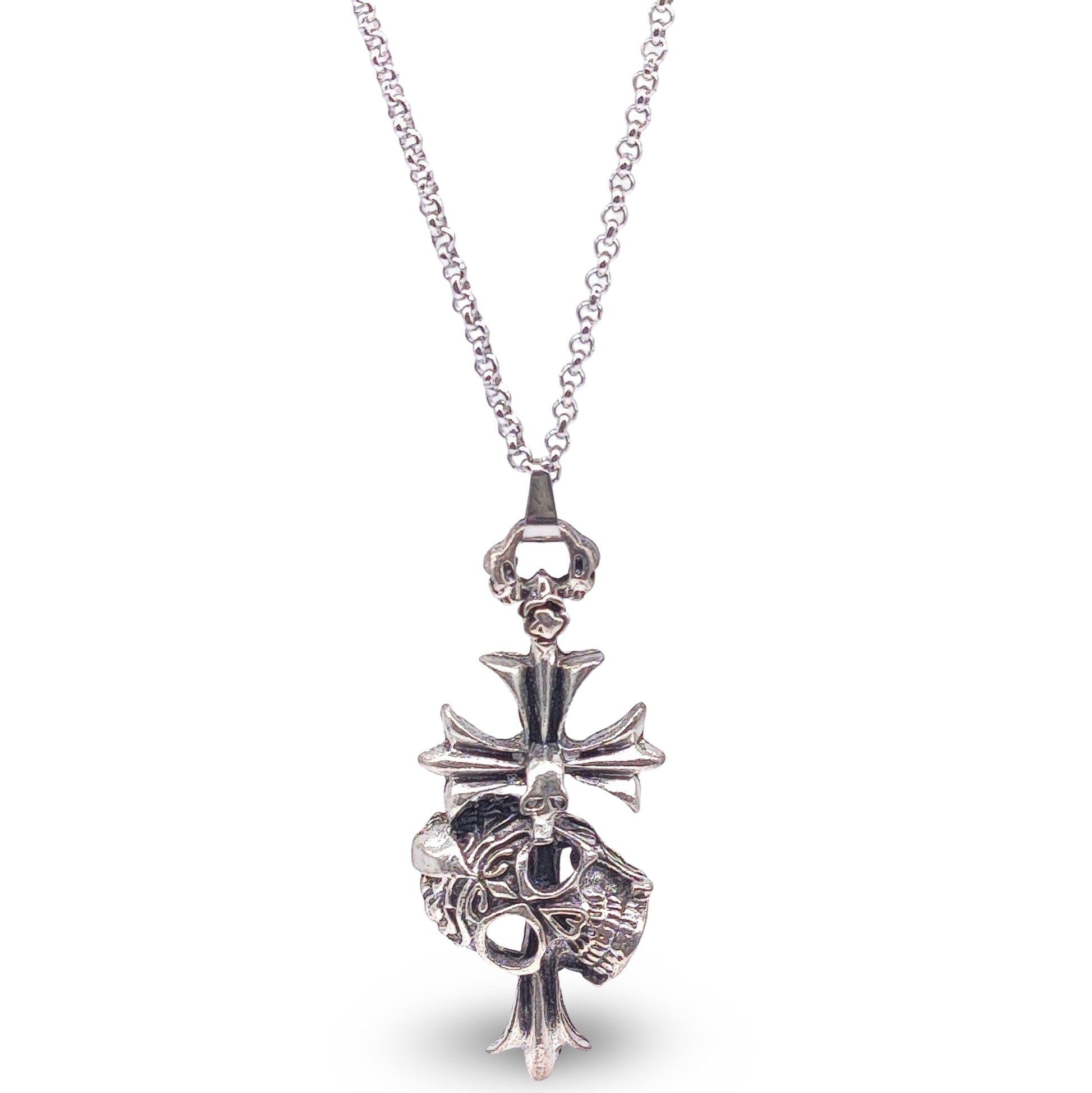 Necklace -Stainless Steel Skull - Arômes et Évasions