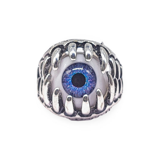 Ring -Antique Silver -Claw with Evil Eye - Arômes et Évasions