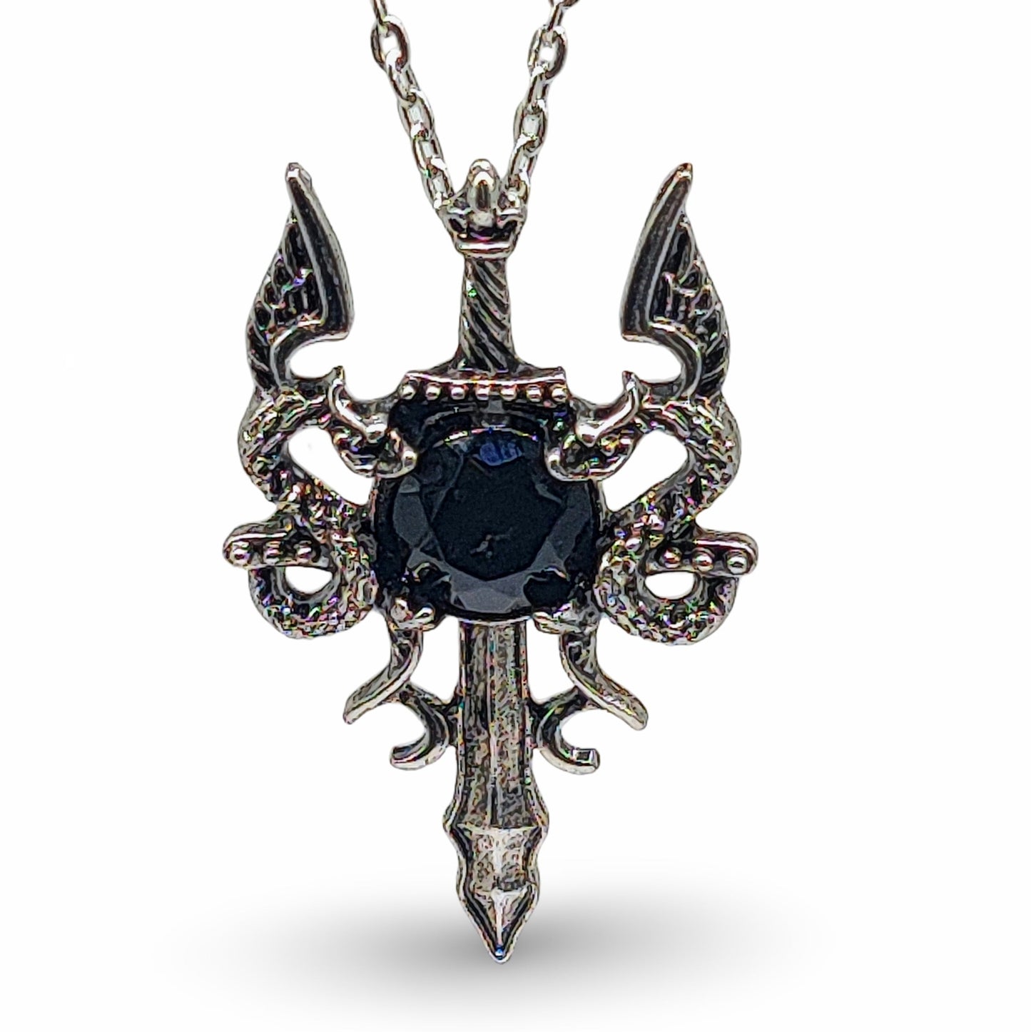 Necklace -Dragon Sword -Black Obsidian - Arômes et Évasions