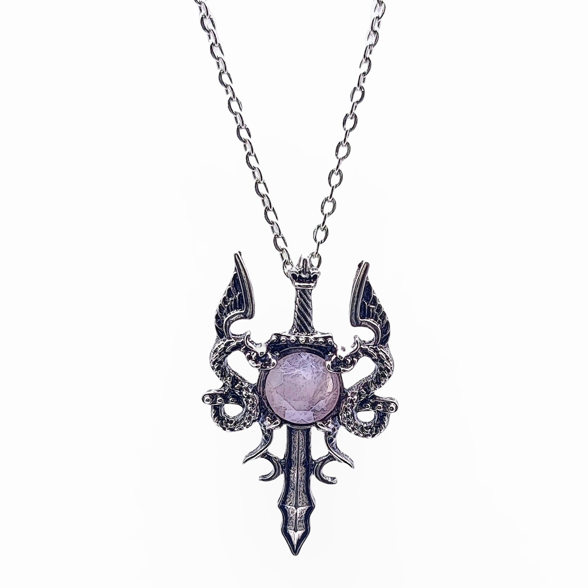 Necklace -Dragon Sword -Rose Quartz - Arômes et Évasions