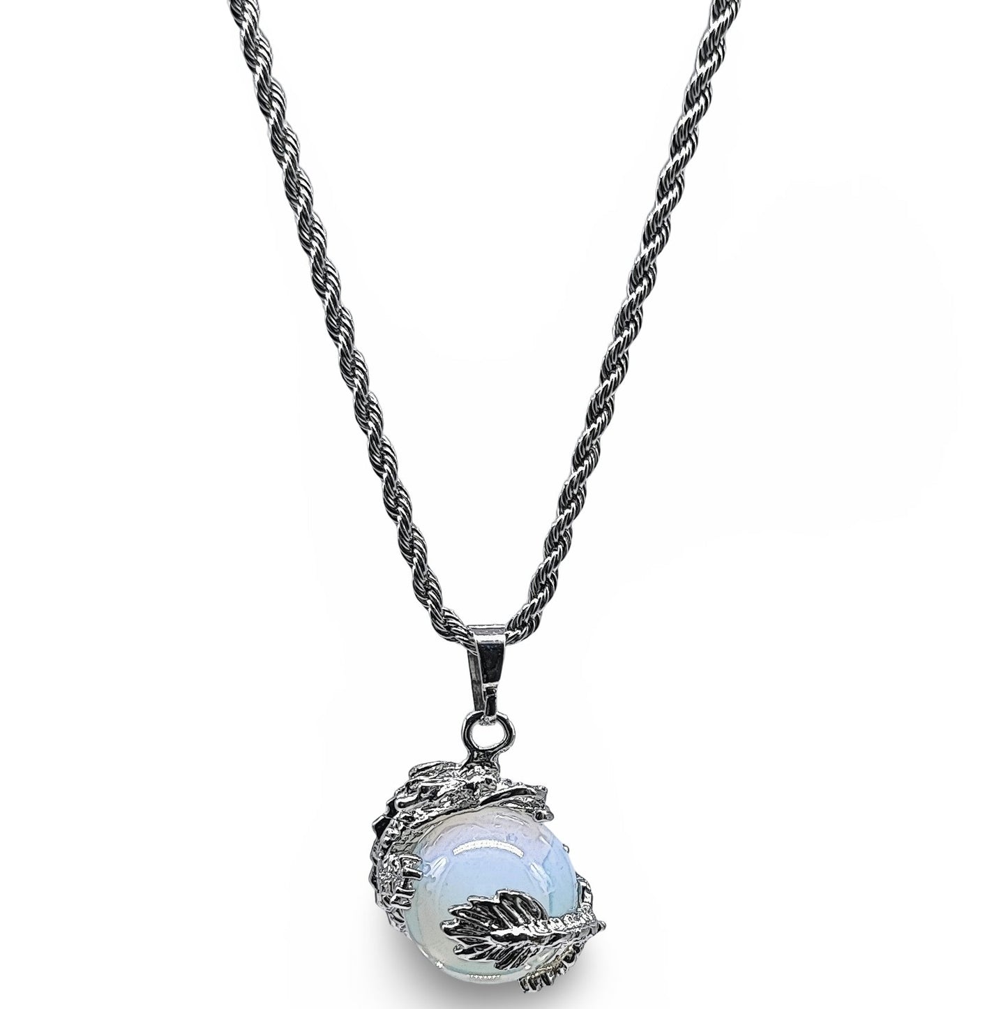 Necklace -Dragonfire -Opalite Crystal Ball - Arômes et Évasions