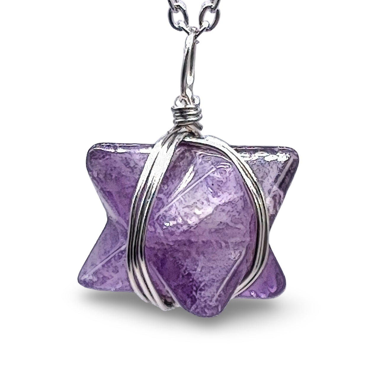 Necklace -Merkaba Star -Amethyst - Arômes et Évasions