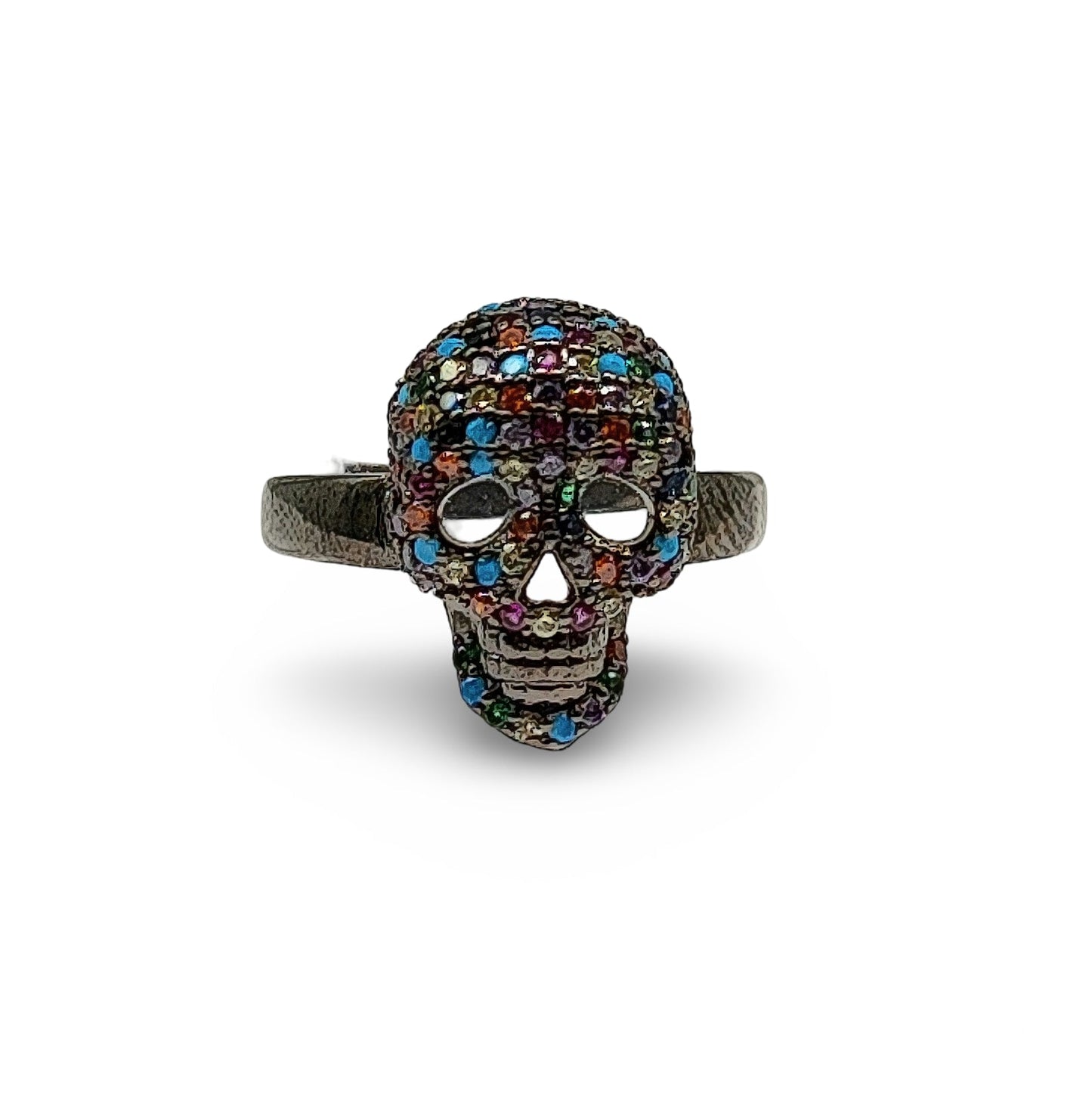 Ring -Cubic Zircon Skull Finger Ring -Electrophoresis Black Plated Brass - Arômes et Évasions