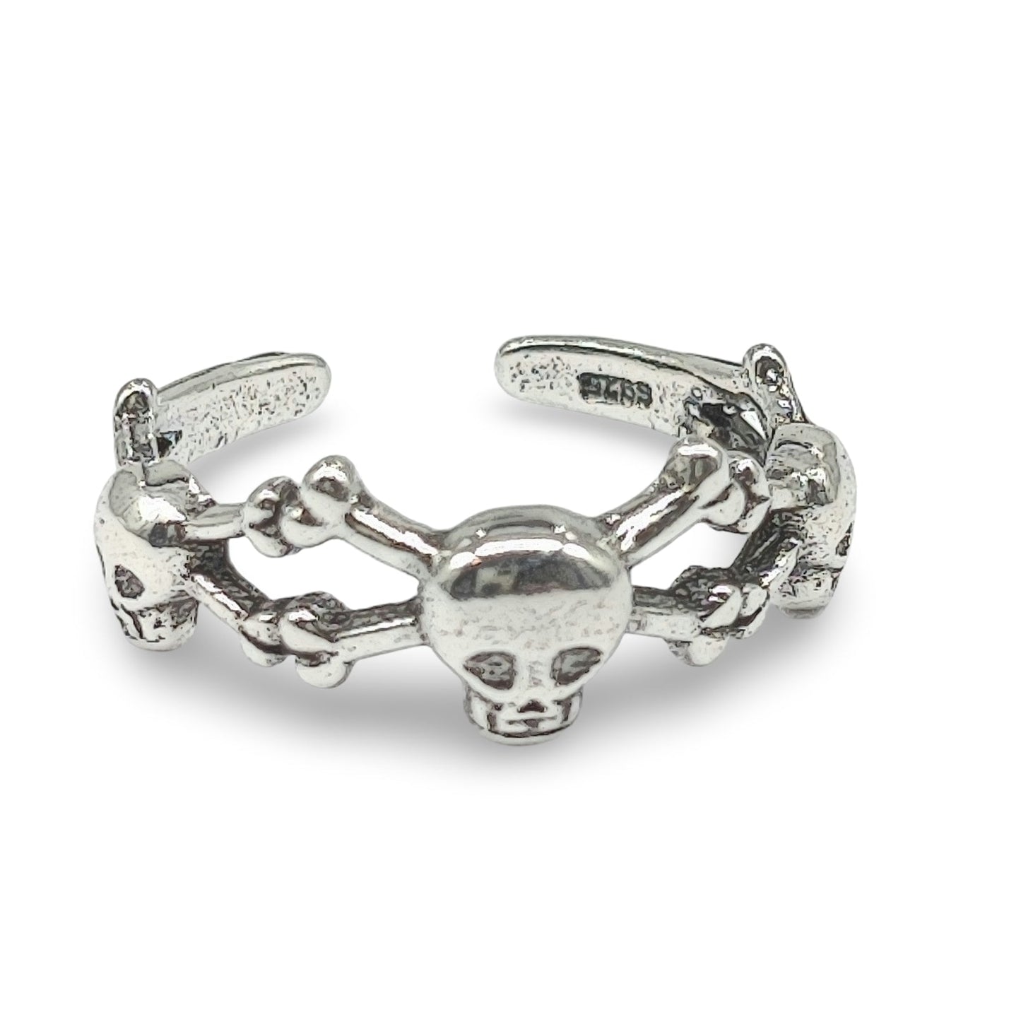 Ring -925 Sterling Silver -Adjustable -Skull - Arômes et Évasions