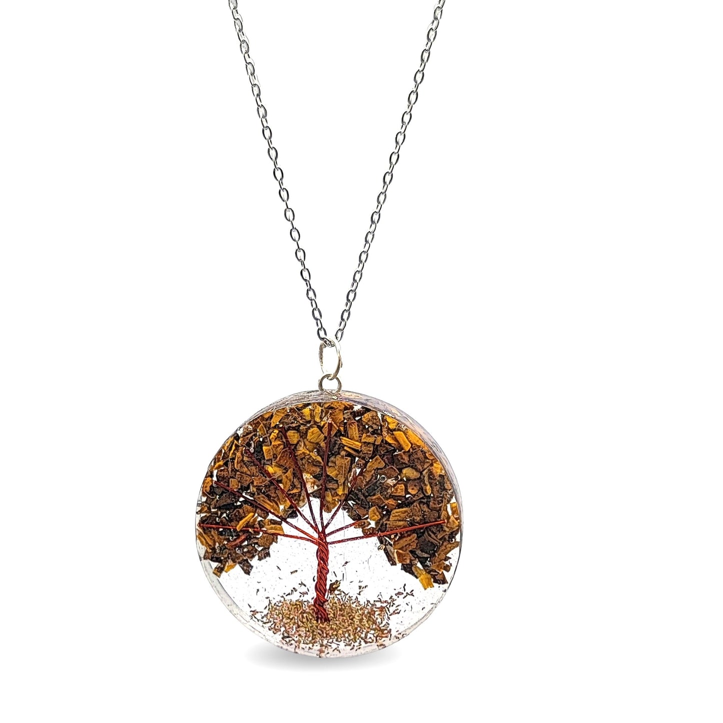 Collier -Orgonite -Oeil de Tigre Arbre de Vie