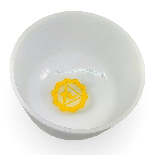 Crystal Singing Bowl -Chakra Frosted White -12" -F4 Note 432Hz -Solar Plexus Chakra -Crystal Singing Bowl -Arômes & Évasions