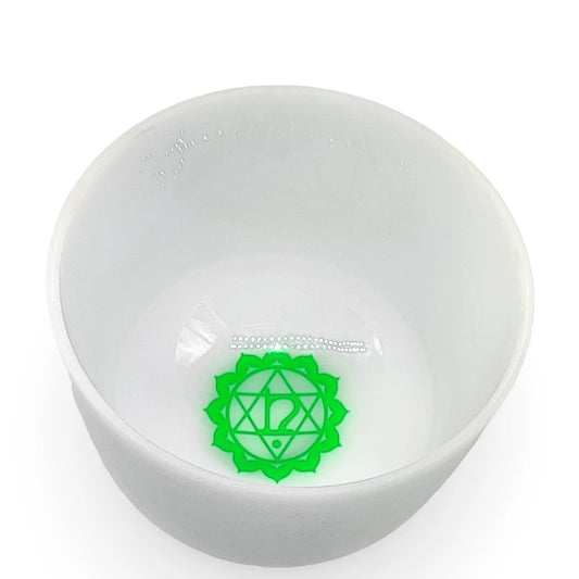 Crystal Singing Bowl -Chakra Frosted White -11" -F4 Note 440Hz -Heart Chakra -Crystal Singing Bowl -Arômes & Évasions