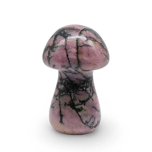 Stone - Rhodonite - Sculpture - Mushroom -Rhodonite -Arômes & Évasions
