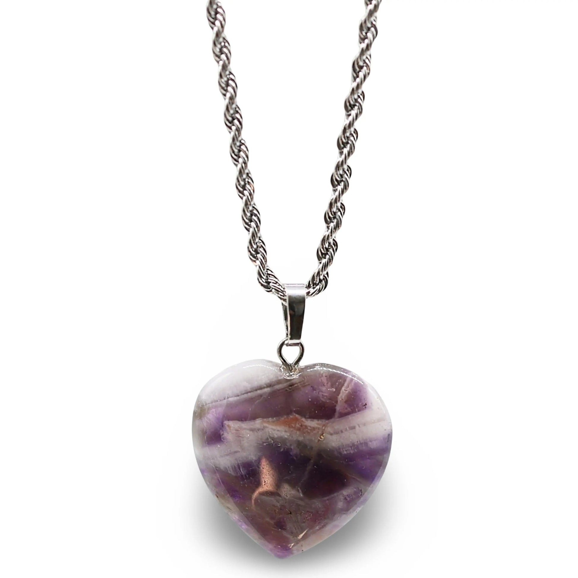 Necklace - Heart Shaped - Amethyst -Amethyst -Arômes & Évasions