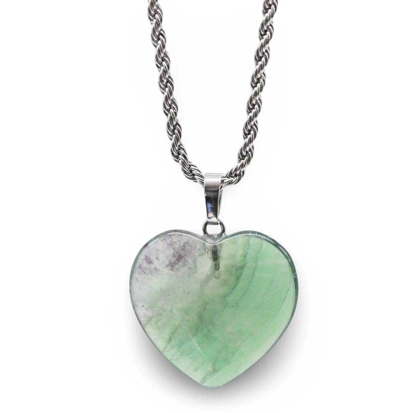 Necklace - Heart Shaped - Fluorite -Opalite -Arômes & Évasions