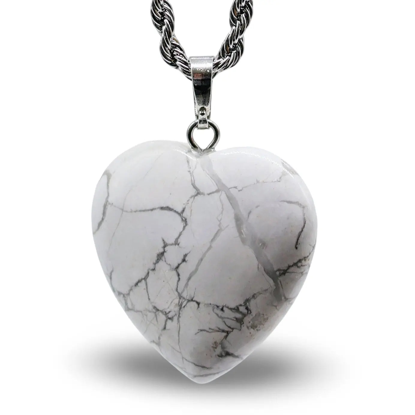 Necklace - Heart Shaped - Howlite -Opalite -Arômes & Évasions