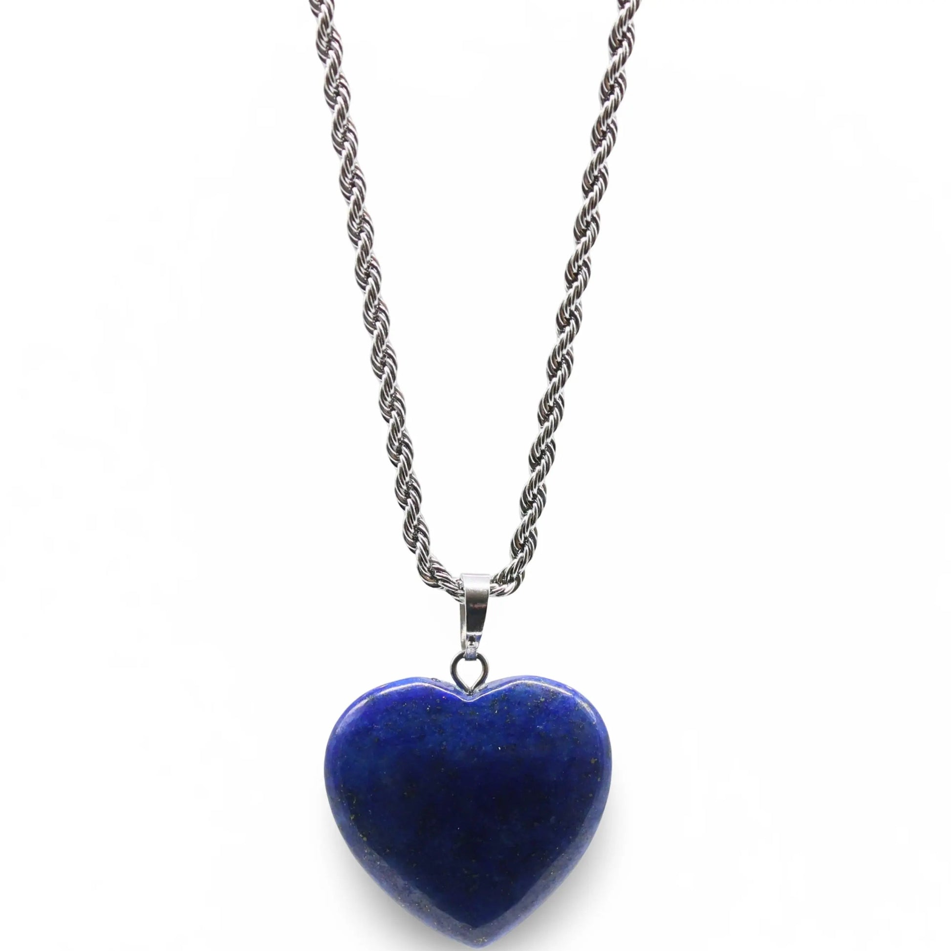 Necklace - Heart Shaped - Lapis Lazuli -Opalite -Arômes & Évasions