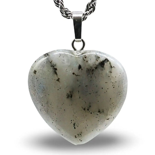 Necklace - Heart Shaped - Labradorite -Opalite -Arômes & Évasions