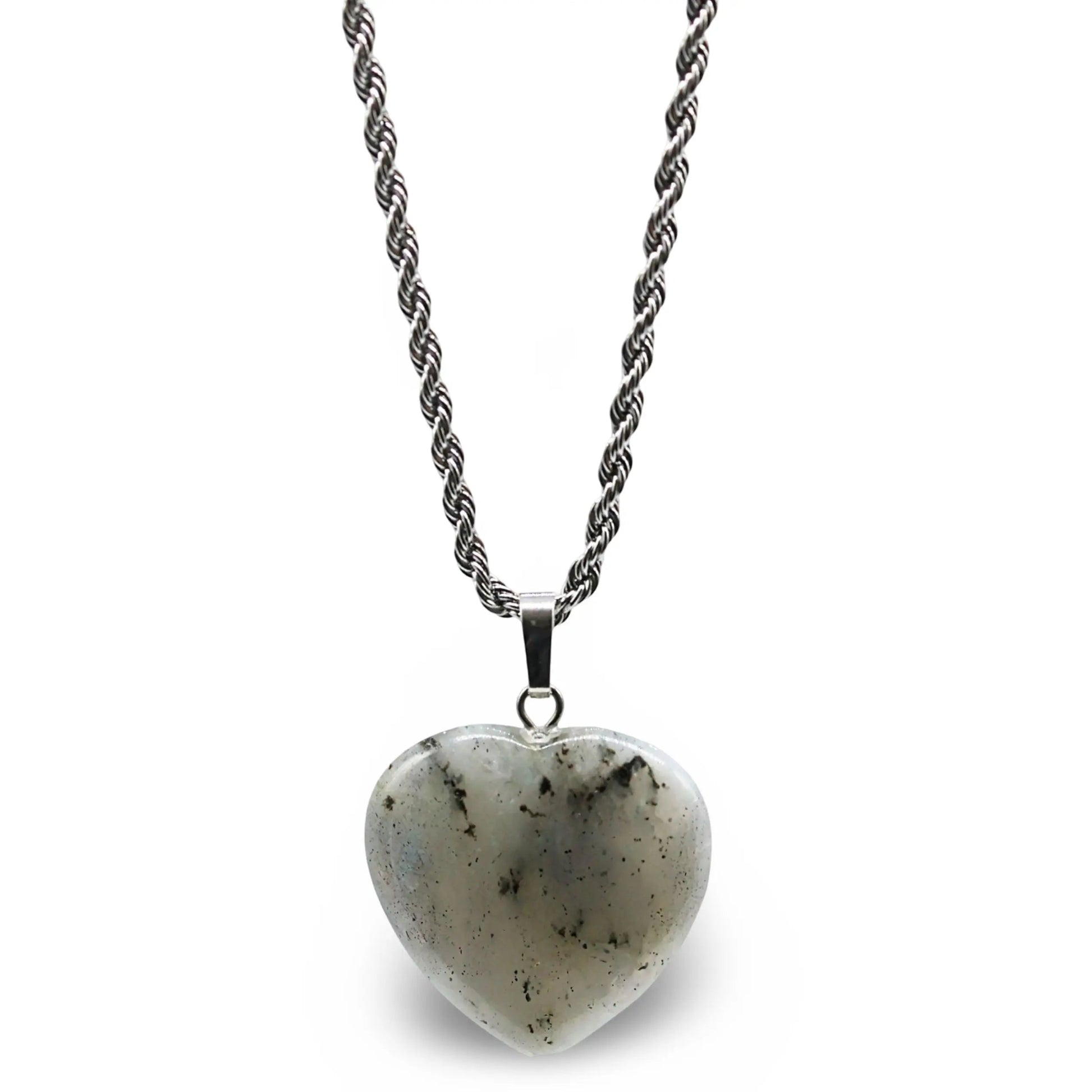 Necklace - Heart Shaped - Labradorite -Opalite -Arômes & Évasions