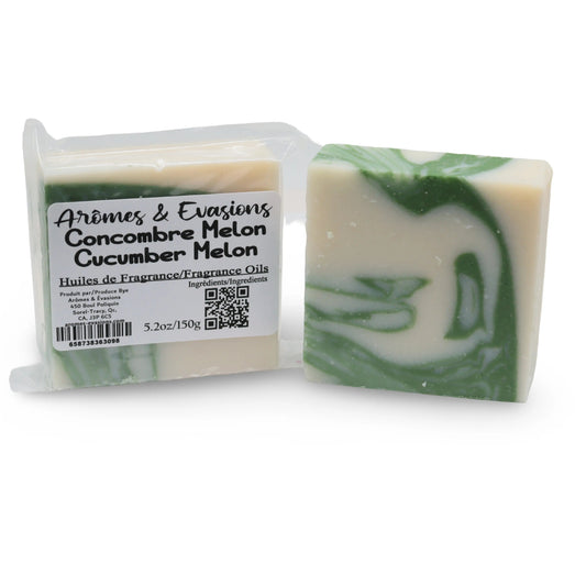 Soap Bar - Cold Process - Cucumber Melon - 5.2oz -Herbal Perfum -Arômes & Évasions