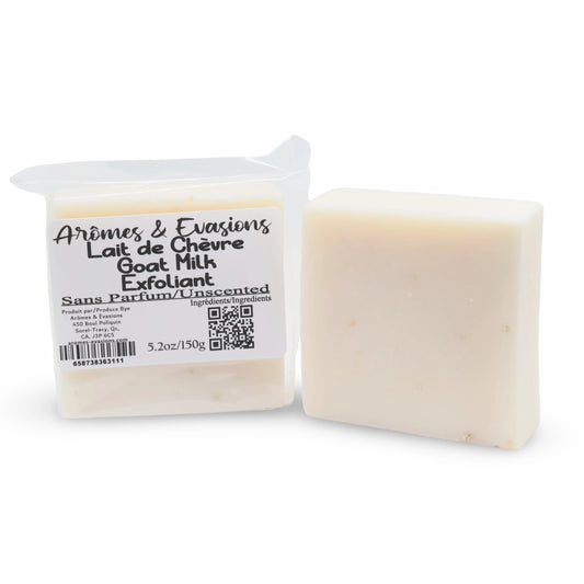Soap Bar - Cold Process - Exfoliant - Goat Milk - Unscented - 5.2oz -Unscented -Arômes & Évasions