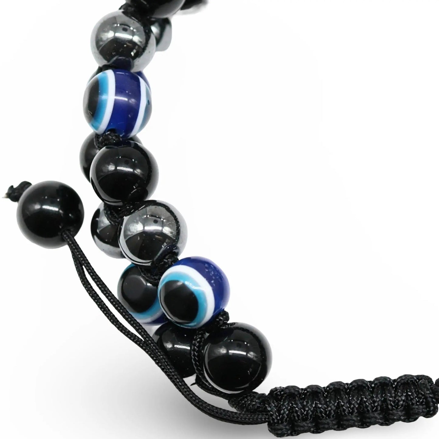 Bracelet - Hematite, Obsidian & Evil Eye - Adjustable - 8mm -8mm -Arômes & Évasions