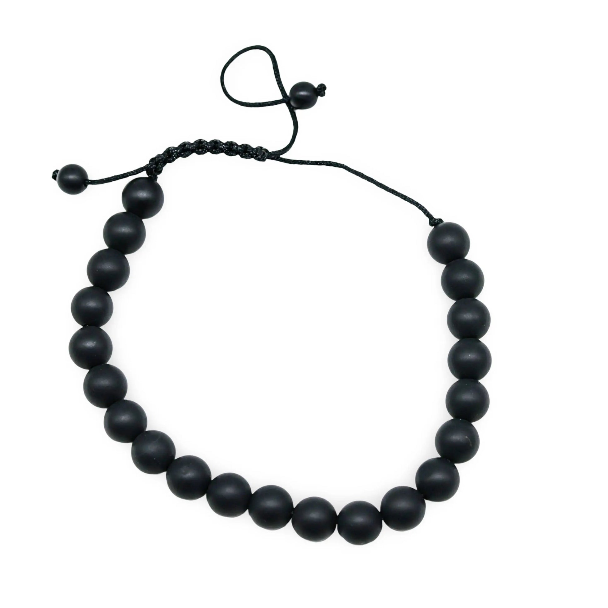 Bracelet - Frosted Black Agate - Adjustable - 8mm -8mm -Arômes & Évasions