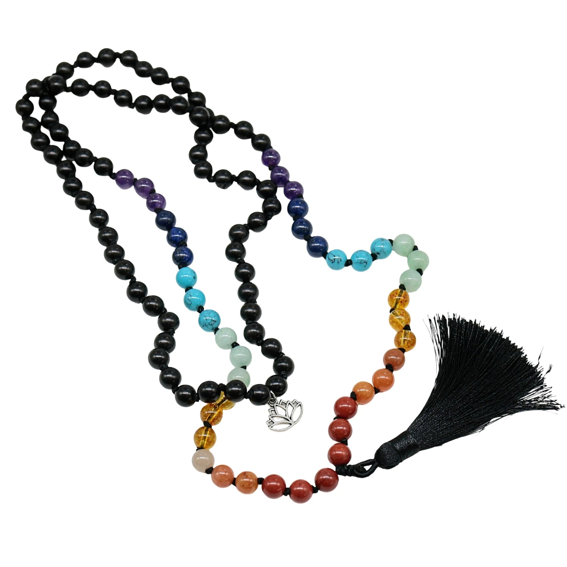 Bracelet / Necklace - Multi Strand - 7 Chakras Bead with Lotus Flower - -Arômes & Évasions